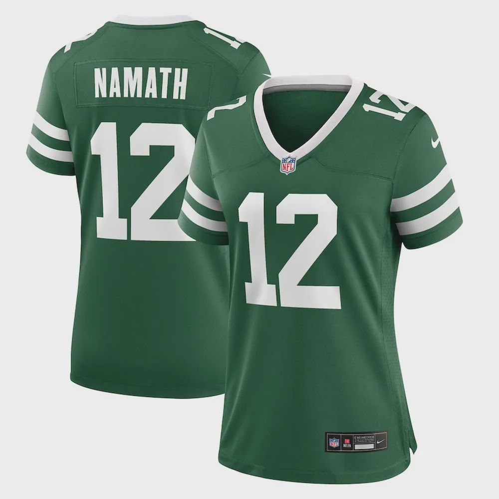 Joe Namath 12 New York Jets Women’s Player Game Jersey – Legacy Green