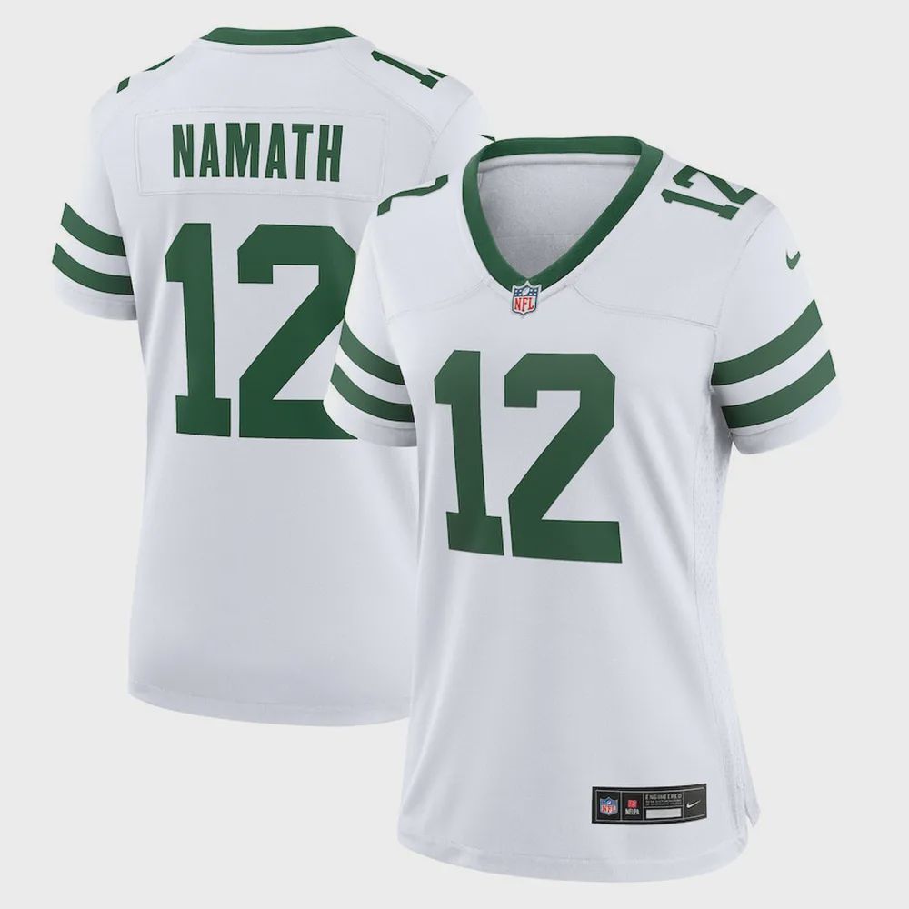 Joe Namath 12 New York Jets Women’s Player Game Jersey – White