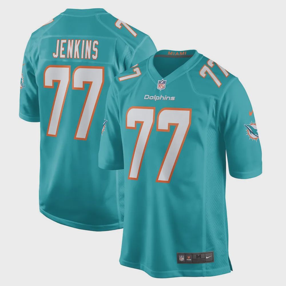 John Jenkins 77 Miami Dolphins Men Game Jersey – Aqua