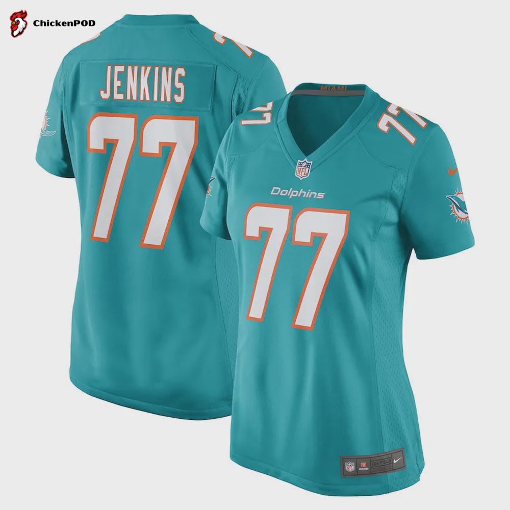 John Jenkins Miami Dolphins Women’s Game Player Jersey – Aqua