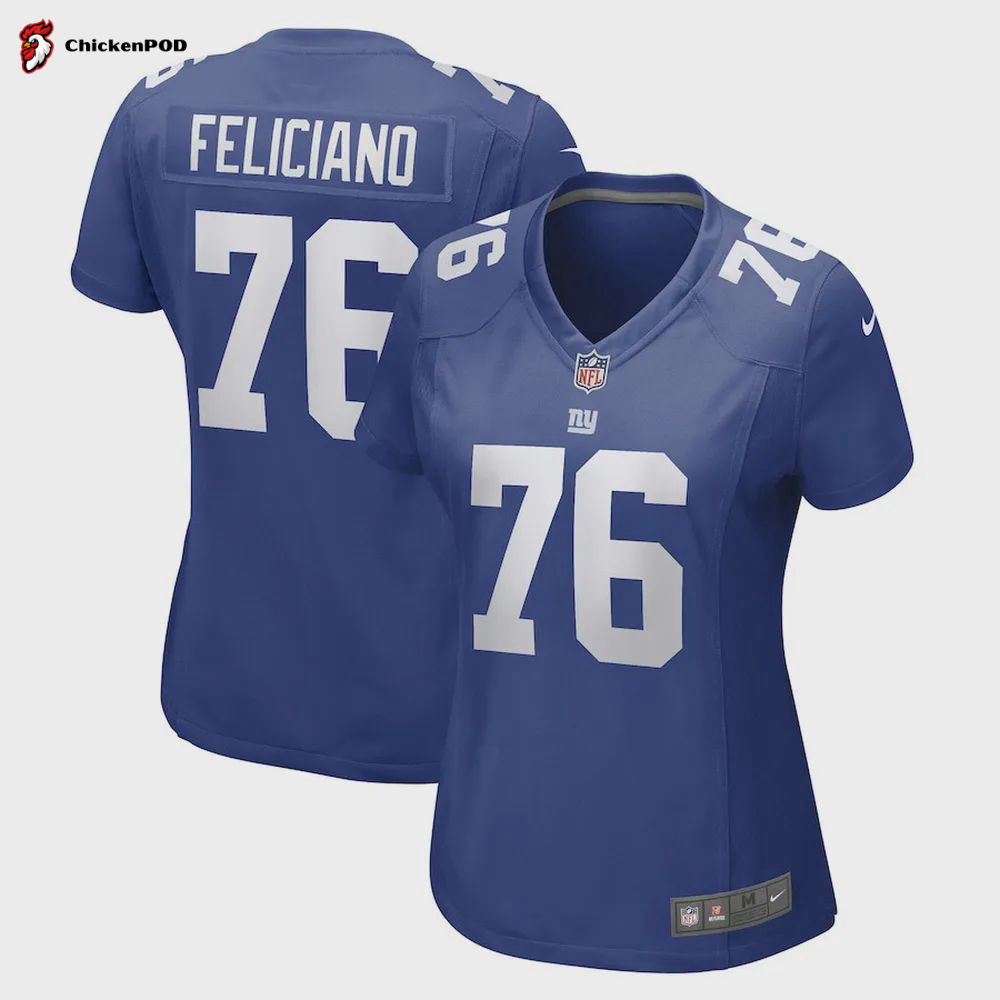 Jon Feliciano 76 New York Giants Game Player Jersey – Royal