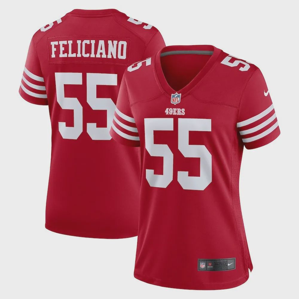 Jon Feliciano San Francisco 49ers Women’s Player Game Jersey – Scarlet