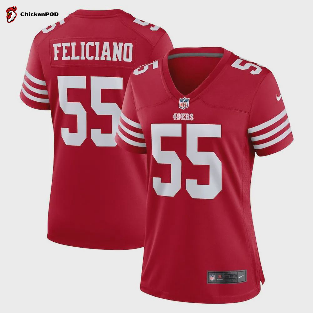 Jon Feliciano San Francisco 49ers Women’s Player Game Jersey – Scarlet