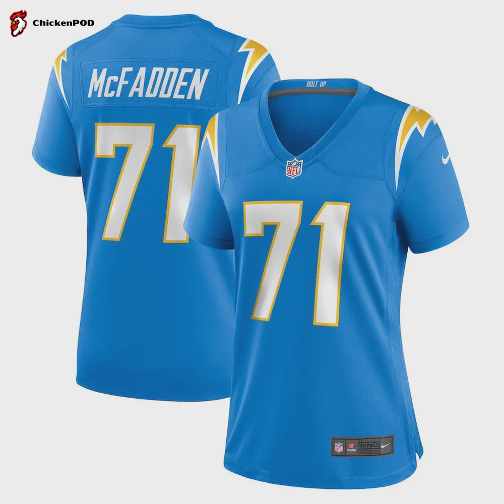 Jordan McFadden 71 Los Angeles Chargers Women’s Game Jersey – Powder Blue