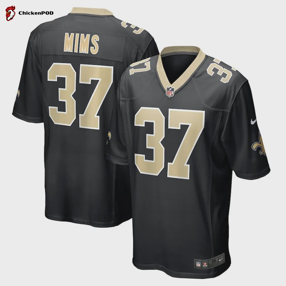 Jordan Mims 37 New Orleans Saints Men’s Team Game Jersey – Black