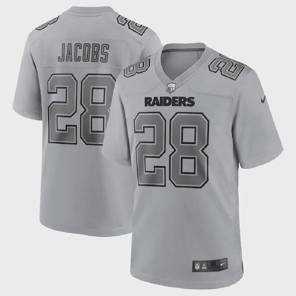 Josh Jacobs 28 Las Vegas Raiders Men Atmosphere Fashion Game Jersey – Gray