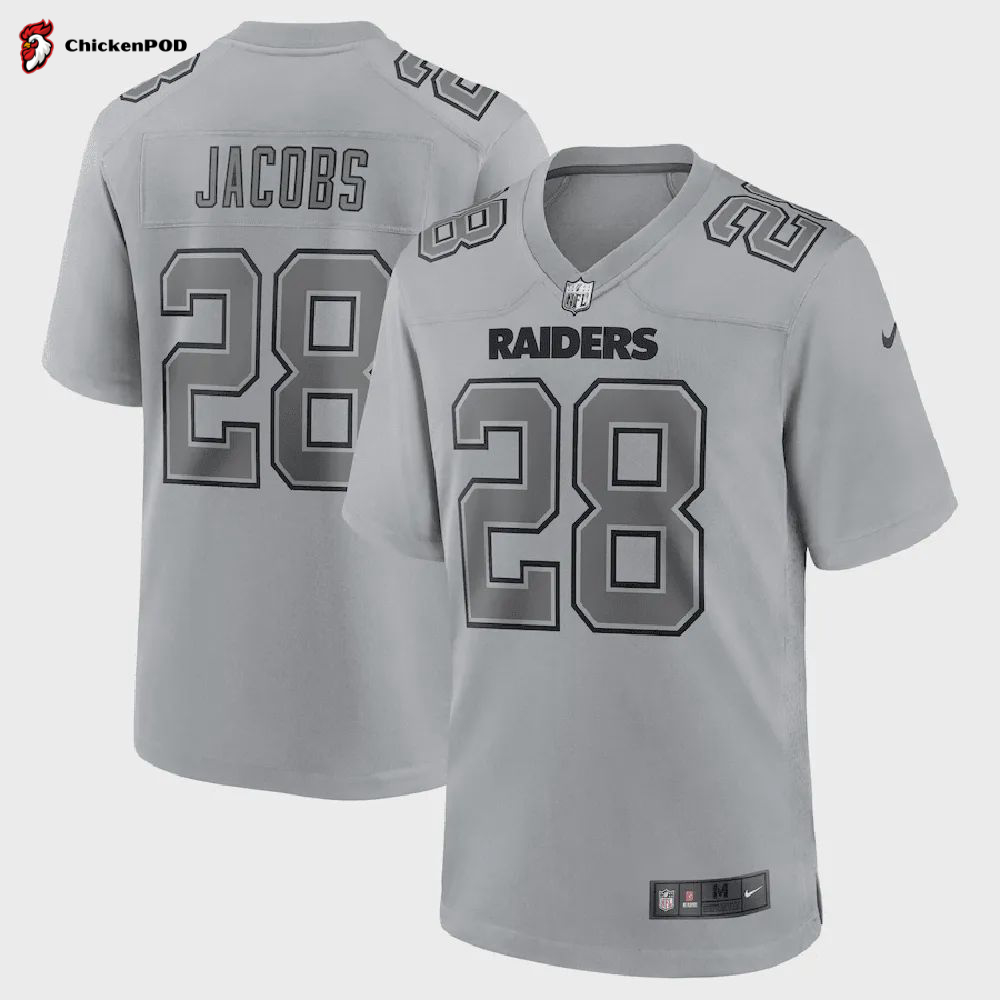 Josh Jacobs 28 Las Vegas Raiders Men Atmosphere Fashion Game Jersey – Gray