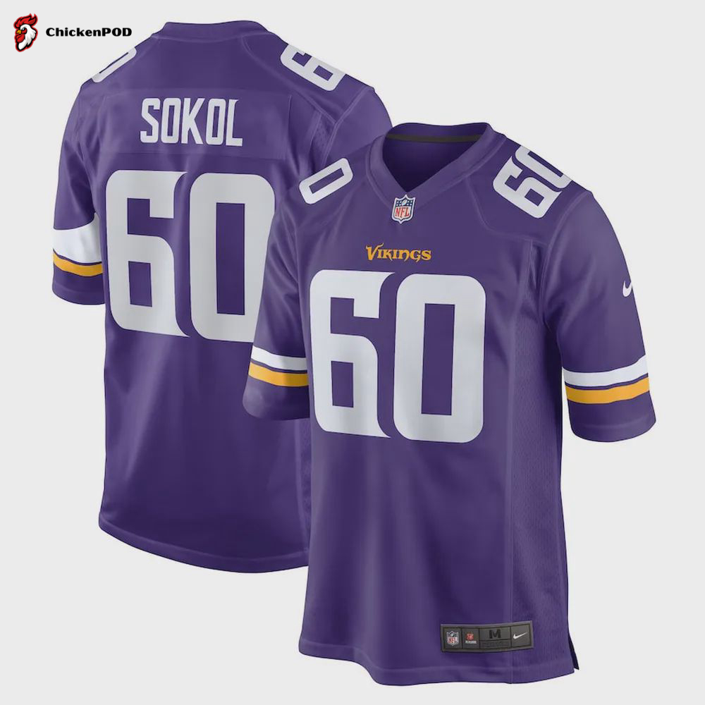 Josh Sokol 60 Minnesota Vikings Women’s Home Game Player Jersey – Purple