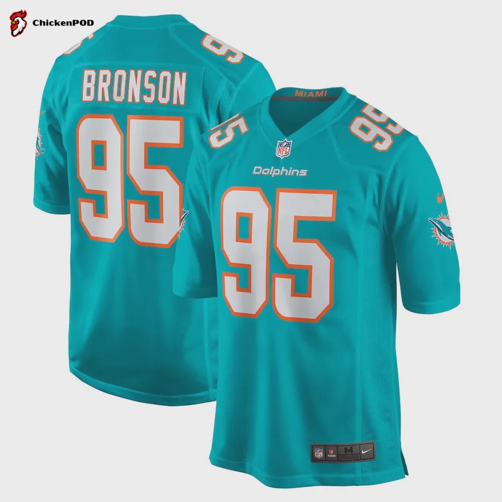 Josiah Bronson 95 Miami Dolphins Men Game Jersey – Aqua