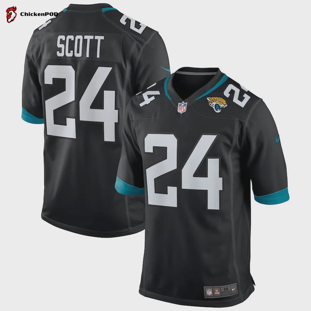 Josiah Scott 24 Jacksonville Jaguars Men’s Game Jersey – Black