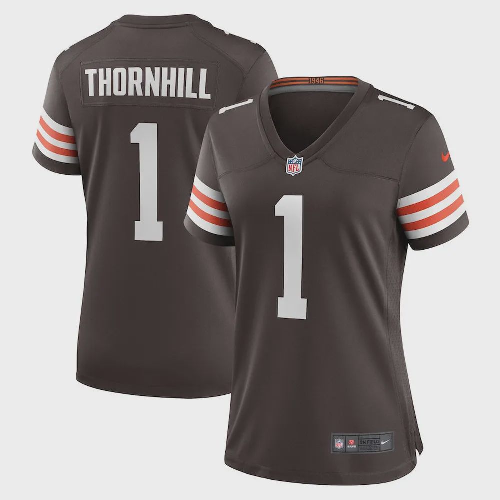 Juan Thornhill 1 Cleveland Browns Women’s Team Game Jersey – Brown