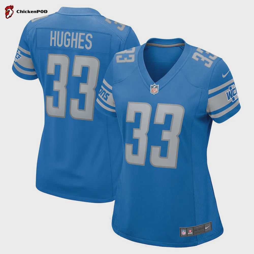 JuJu Hughes Detroit Lions Player Game Jersey – Blue