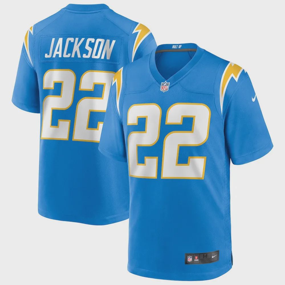 Justin Jackson 22 Los Angeles Chargers Men Game Jersey – Powder Blue