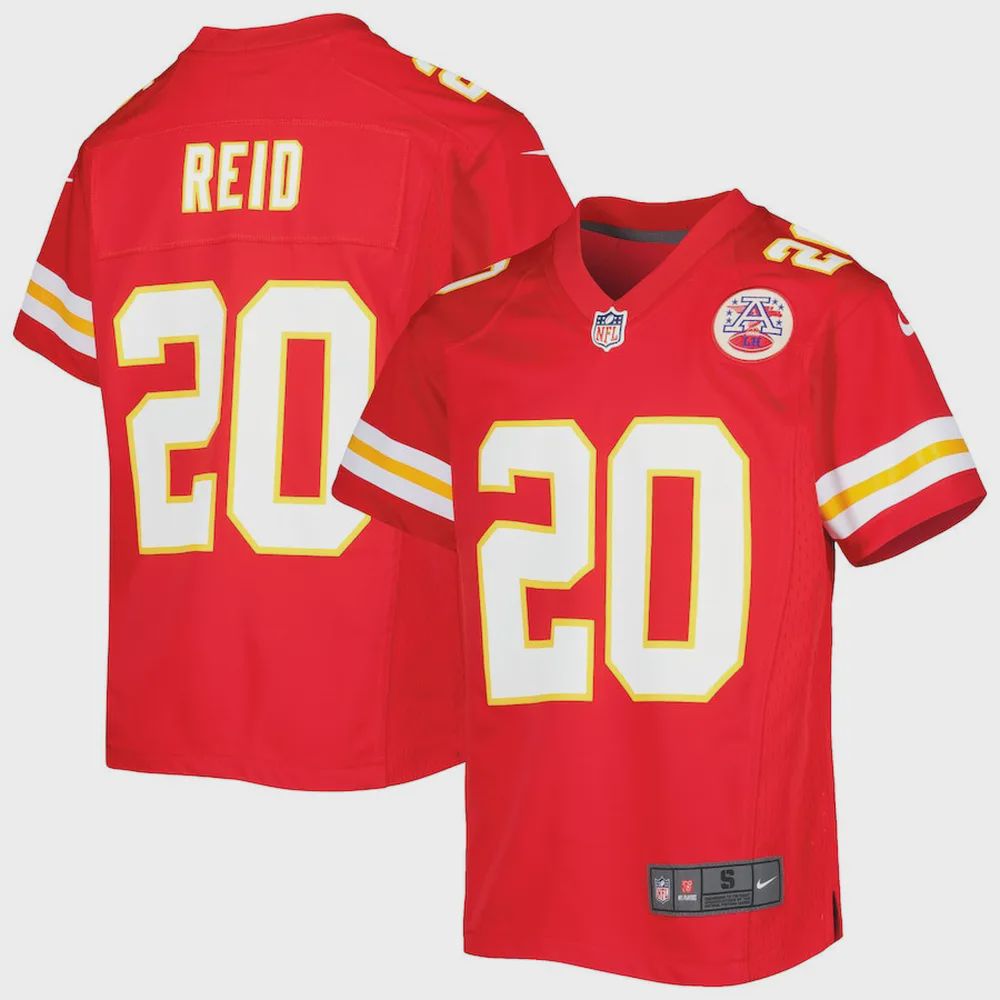 Justin Reid 20 Kansas City Chiefs Youth Game Jersey – Red