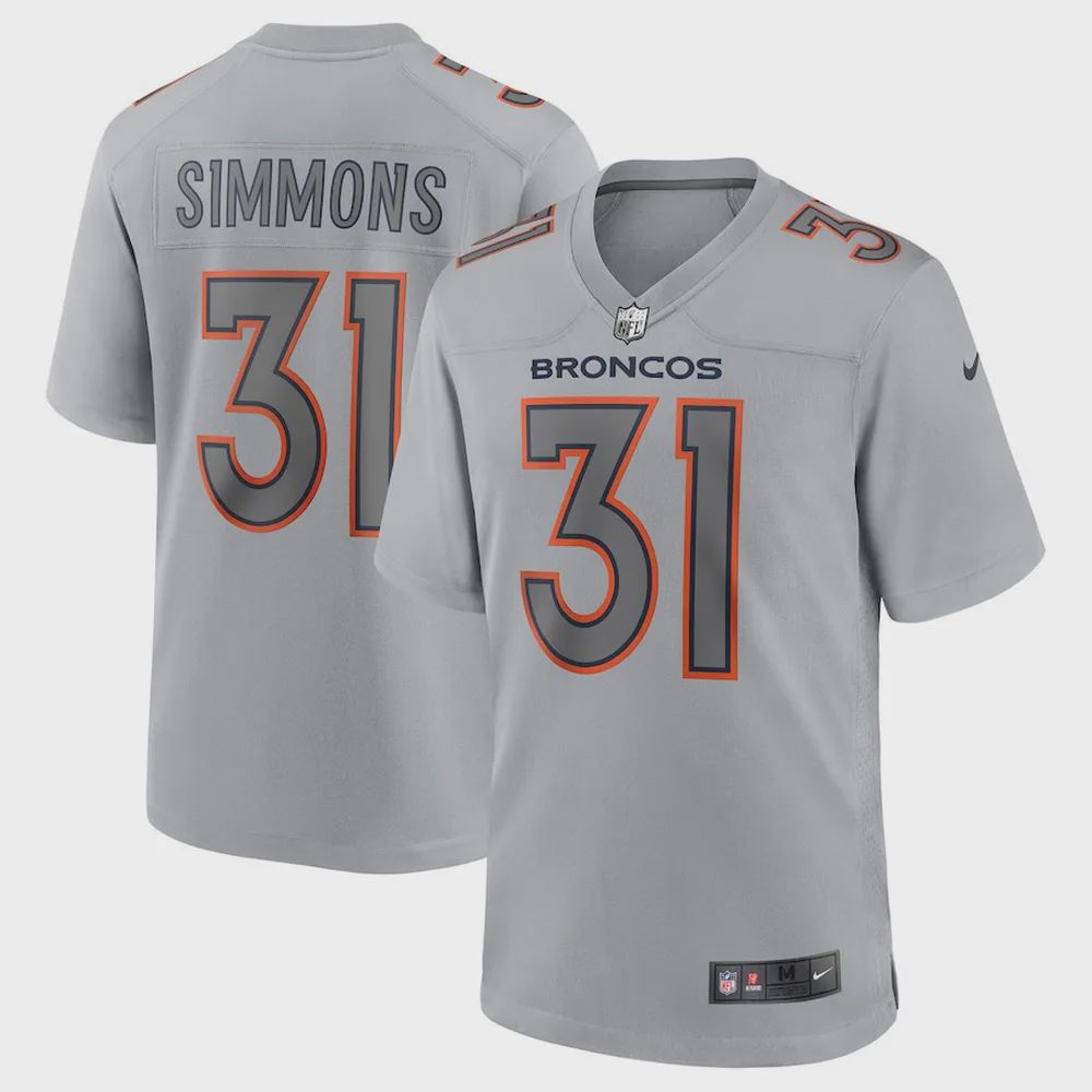 Justin Simmons 31 Denver Broncos Atmosphere Fashion Game Jersey – Gray