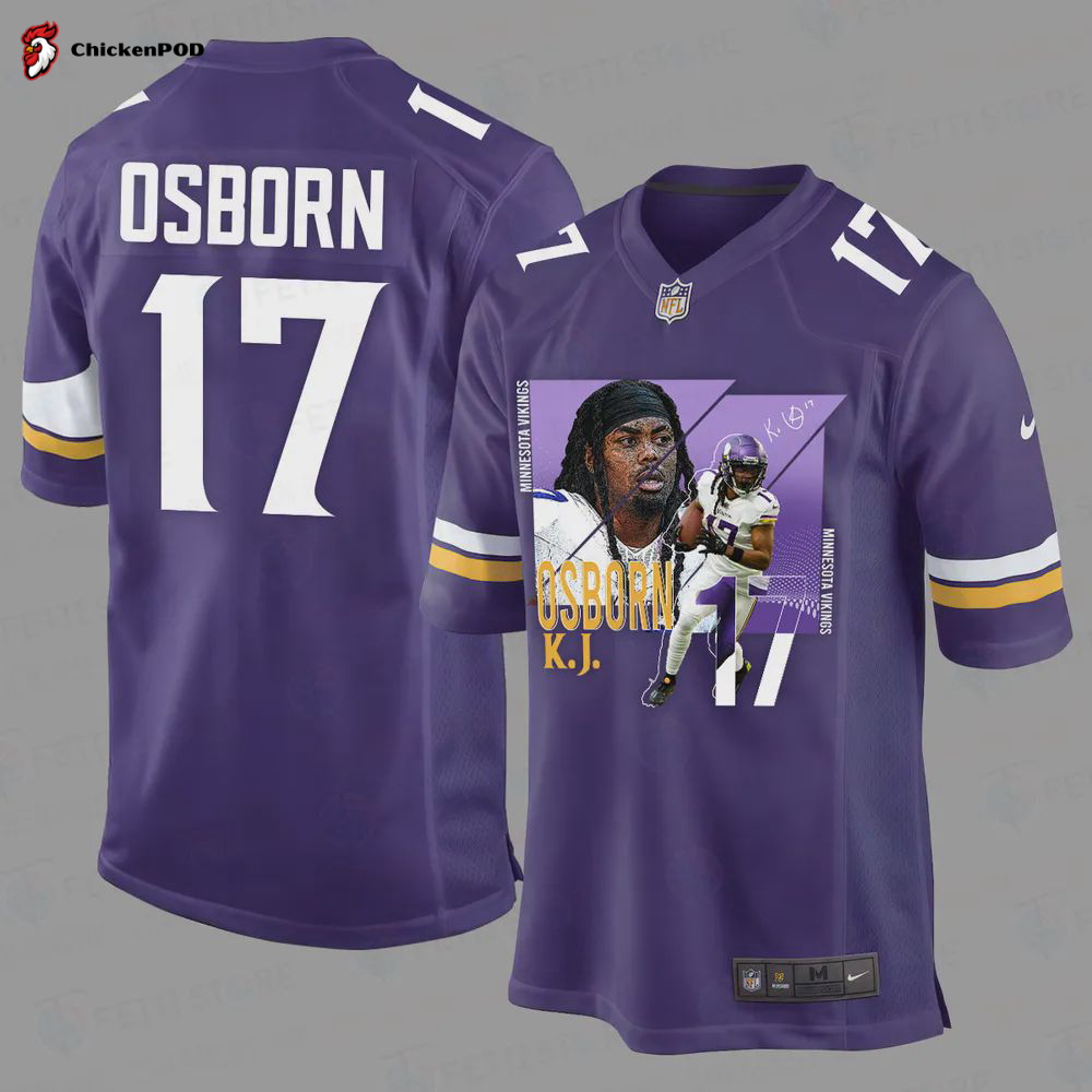 K. Osborn 17 Minnesota Vikings Art Design Game Jersey – Men, Purple