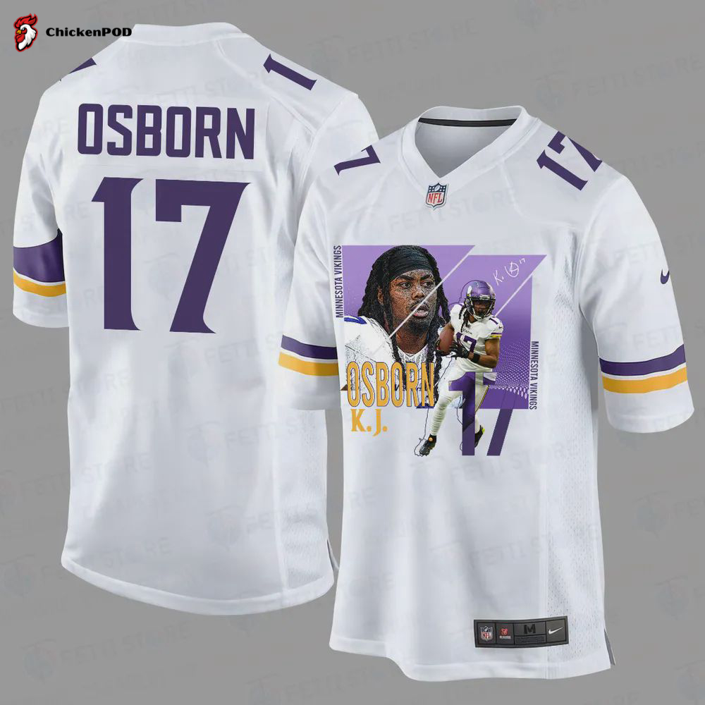 K. Osborn 17 Minnesota Vikings Art Design Game Jersey – Men, White