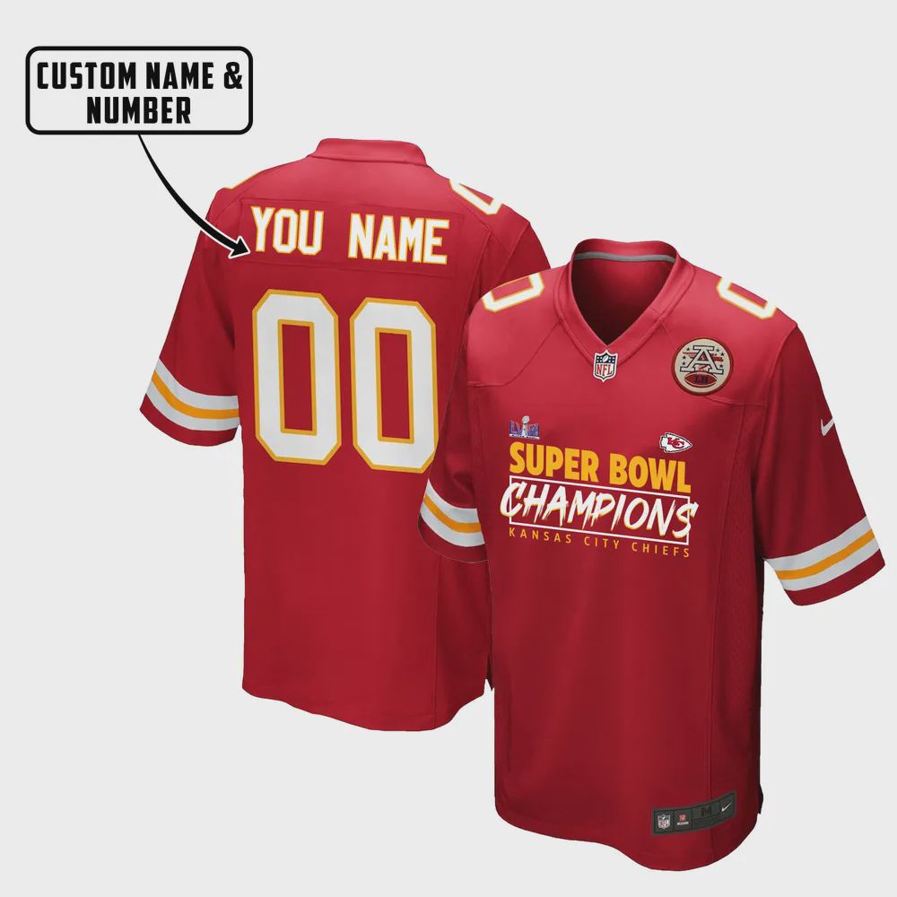 Kansas City Chiefs Champions LVIII Winer Style Game Jersey – Men, Red V40