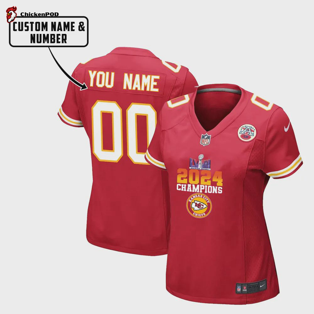 Kansas City Chiefs Conference Champions 2024 Game Jersey – Women, Red V32