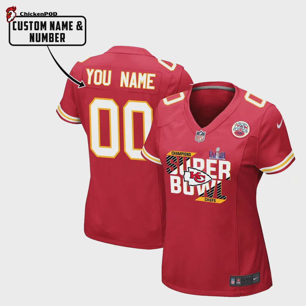 Kansas City Chiefs LVIII Champions Firework Game Jersey – Men, Red V29