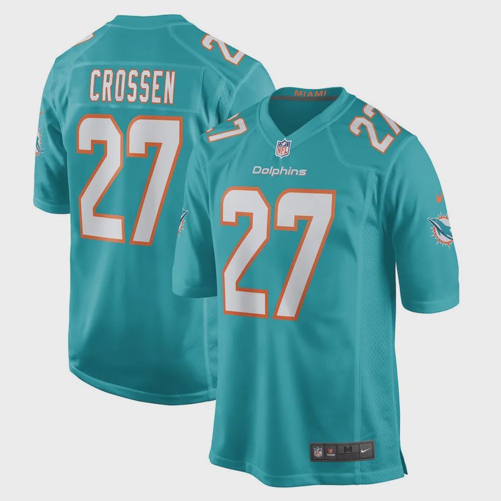 Keion Crossen 27 Miami Dolphins Men Game Jersey – Aqua