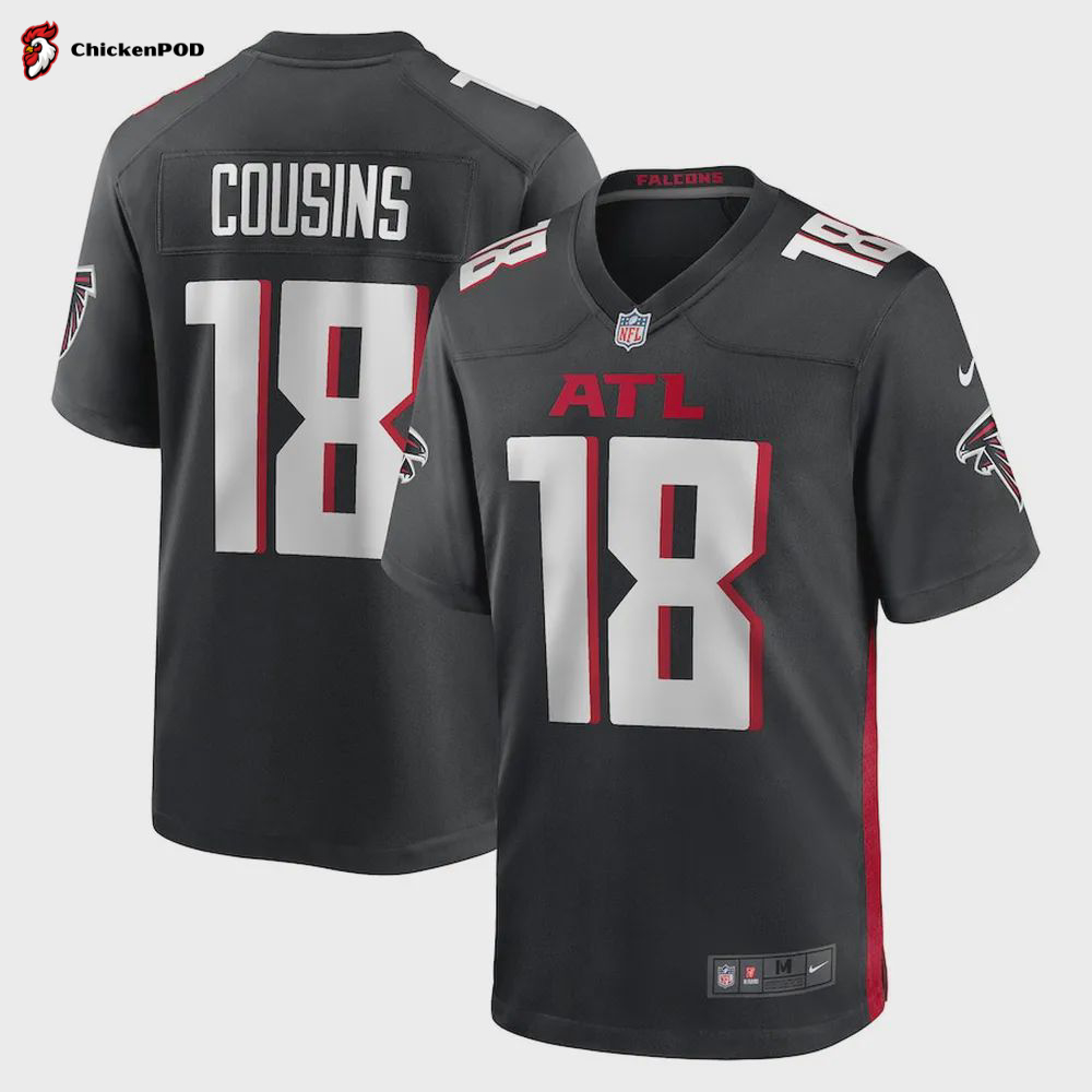 Kirk Cousins 18 Atlanta Falcons Game Player Jersey – Black