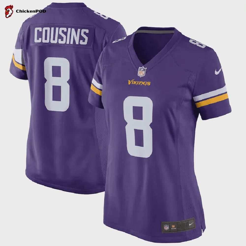 Kirk Cousins 8 Minnesota Vikings Women’s Game Player Jersey – Purple