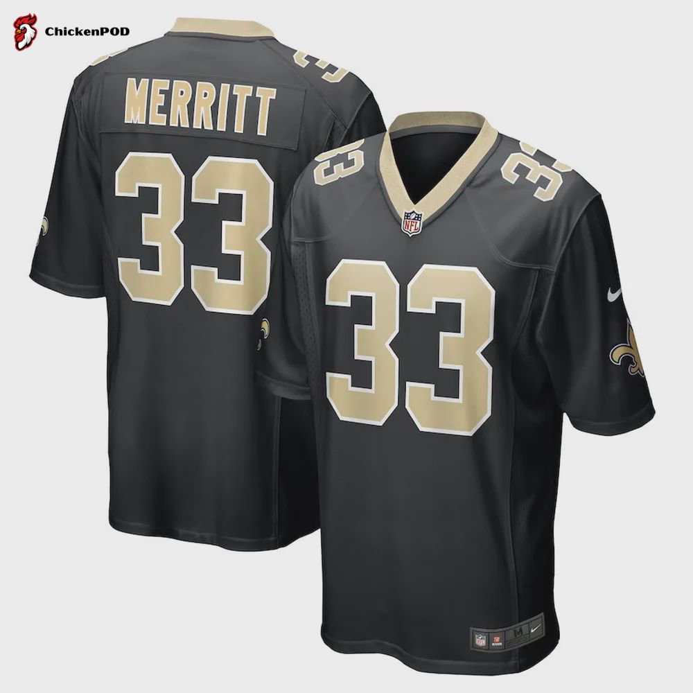 Kirk Merrit 33 New Orleans Saints Men’s Team Game Jersey – Black