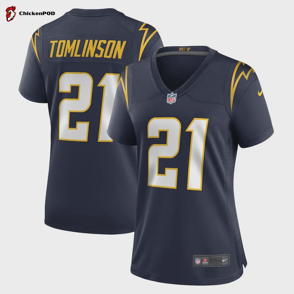 LaDainian Tomlinson 21 Los Angeles Chargers Women’s Retired Game Jersey – Royal