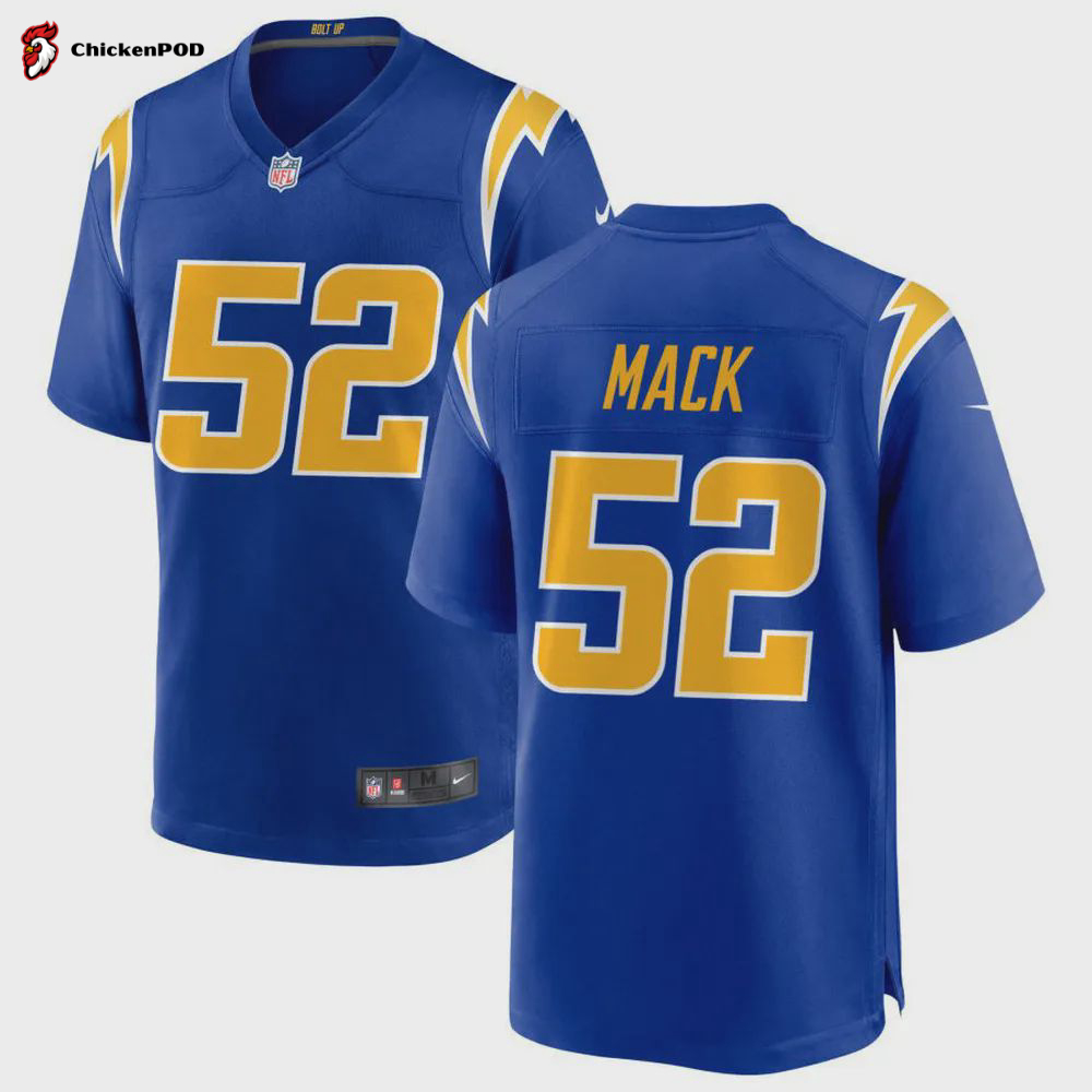 Los Angeles Chargers Khalil Mack 52 Alternate Game Jersey – Royal Jersey