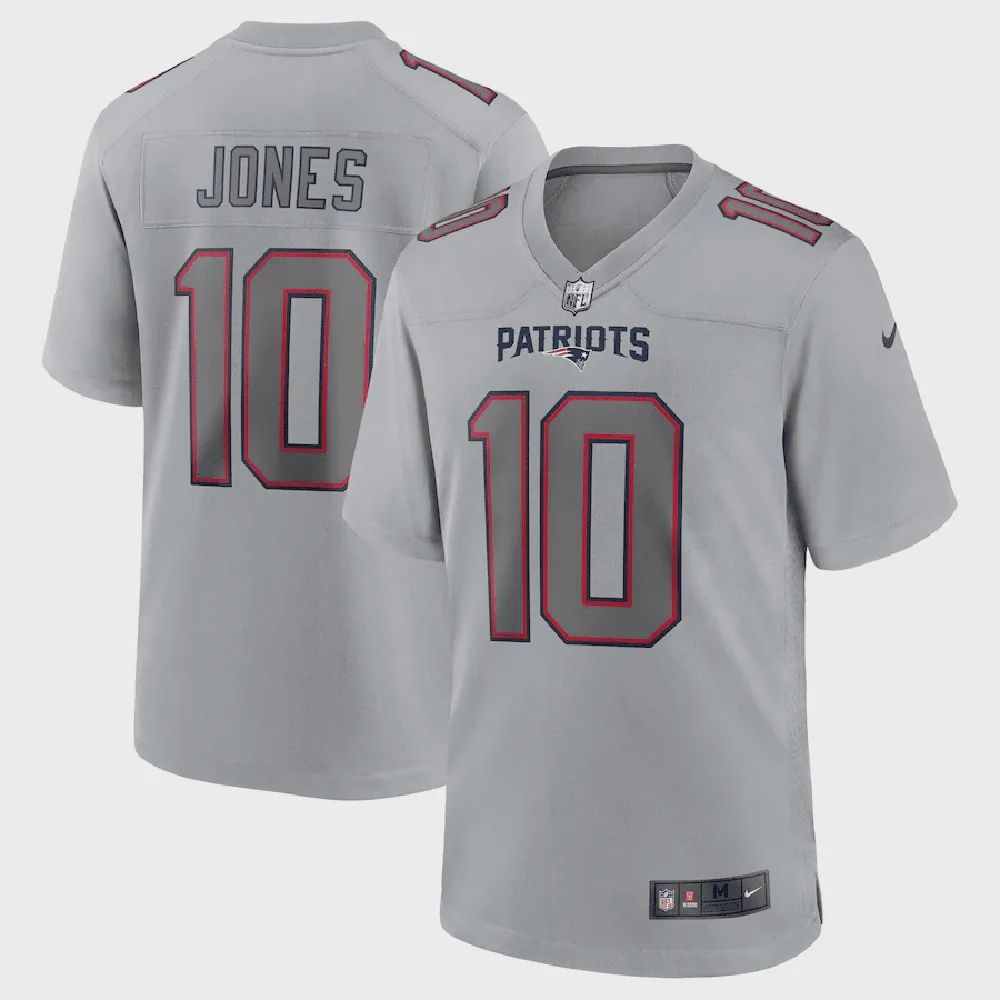 Mac Jones 10 New England Patriots Men Atmosphere Fashion Game Jersey – Gray