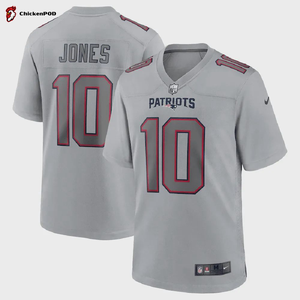 Mac Jones 10 New England Patriots Men Atmosphere Fashion Game Jersey – Gray