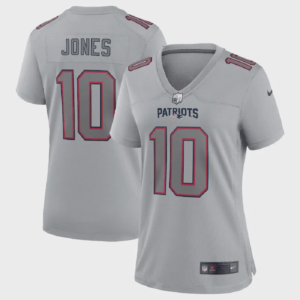 Mac Jones New England Patriots Women’s Atmosphere Fashion Game Jersey – Gray