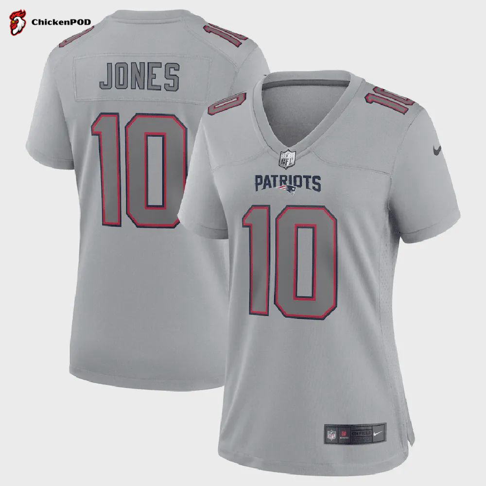 Mac Jones New England Patriots Women’s Atmosphere Fashion Game Jersey – Gray