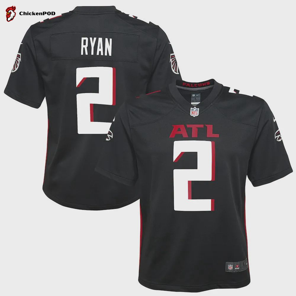 Matt Ryan 2 Atlanta Falcons YOUTH Throwback Game Jersey – Black