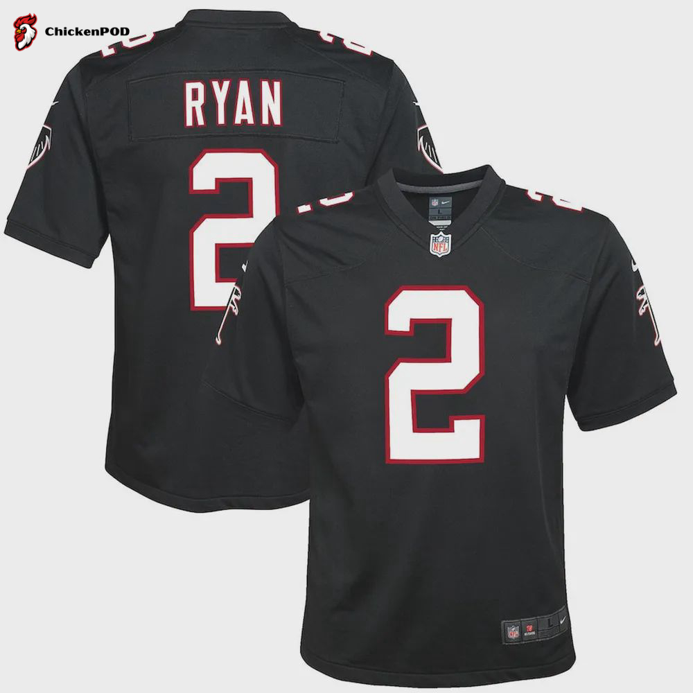 Matt Ryan 2 Atlanta Falcons YOUTH Throwback Game Jersey – Black