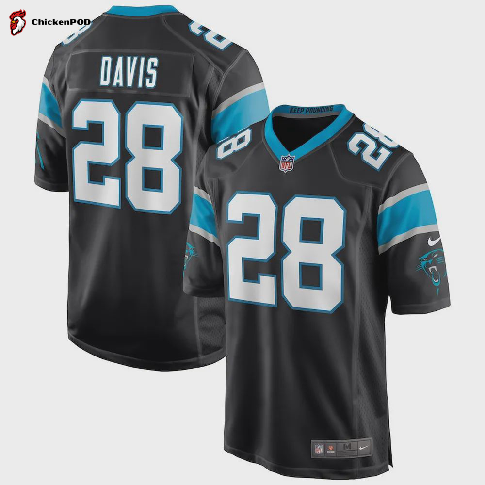 Mike Davis 28 Carolina Panthers Men’s Game Jersey – Black