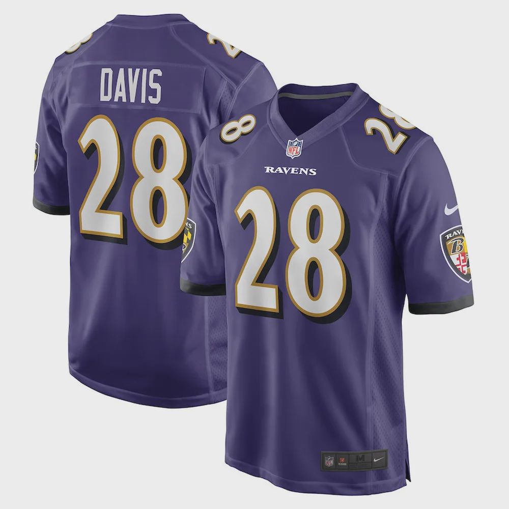 Mike Davis Baltimore Ravens Player Game Jersey – Purple