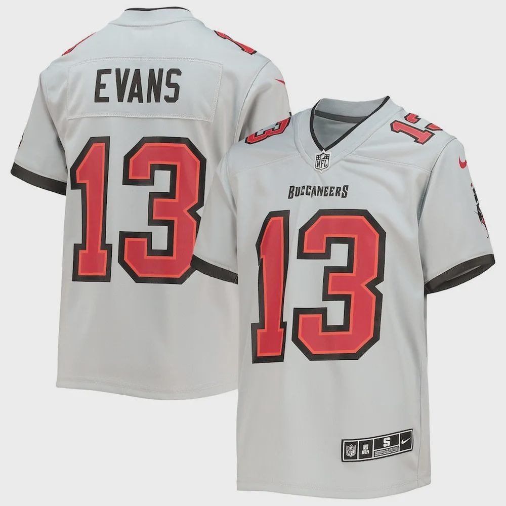 Mike Evans 13 Tampa Bay Buccaneers Youth Inverted Team Game Jersey – Gray