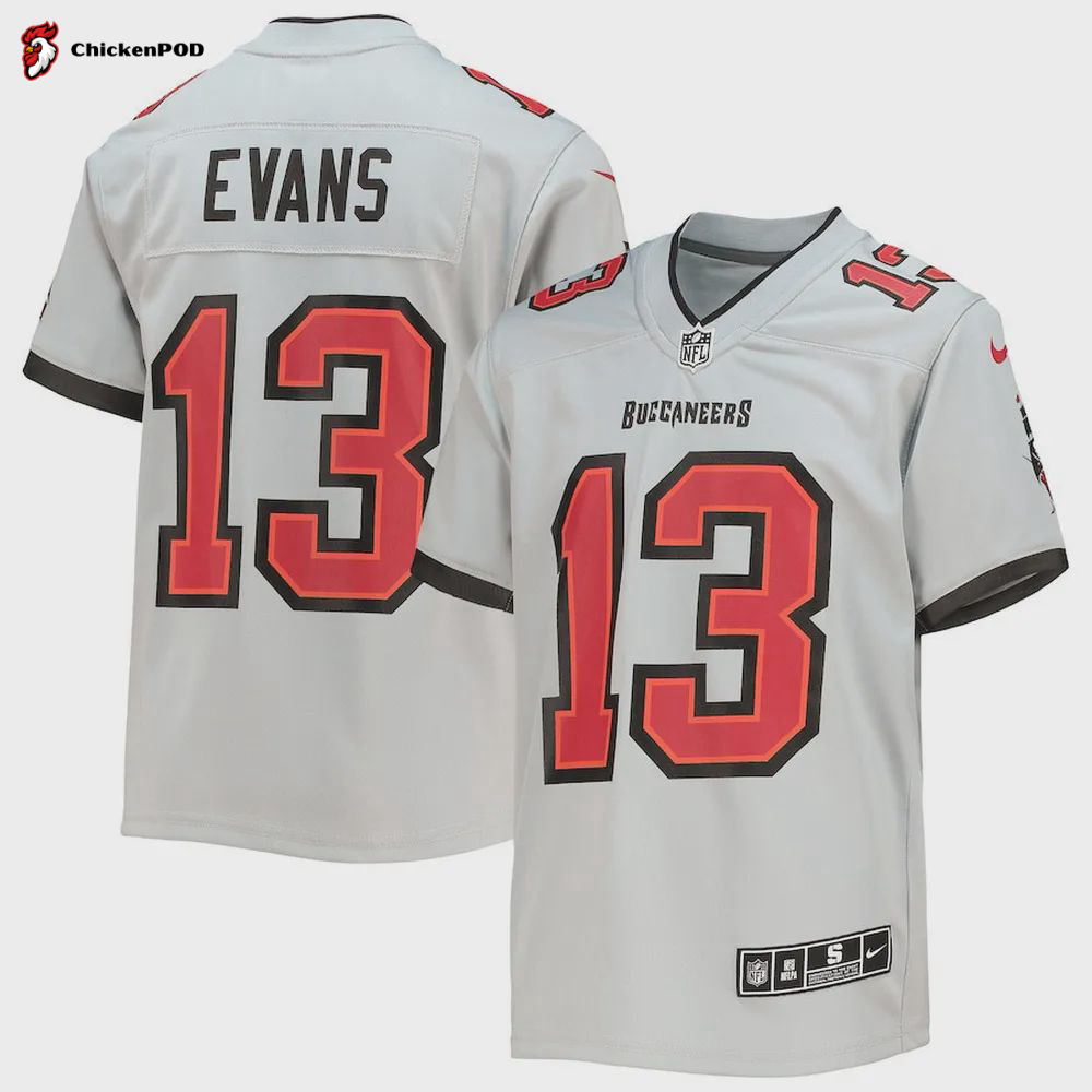 Mike Evans 13 Tampa Bay Buccaneers Youth Inverted Team Game Jersey – Gray