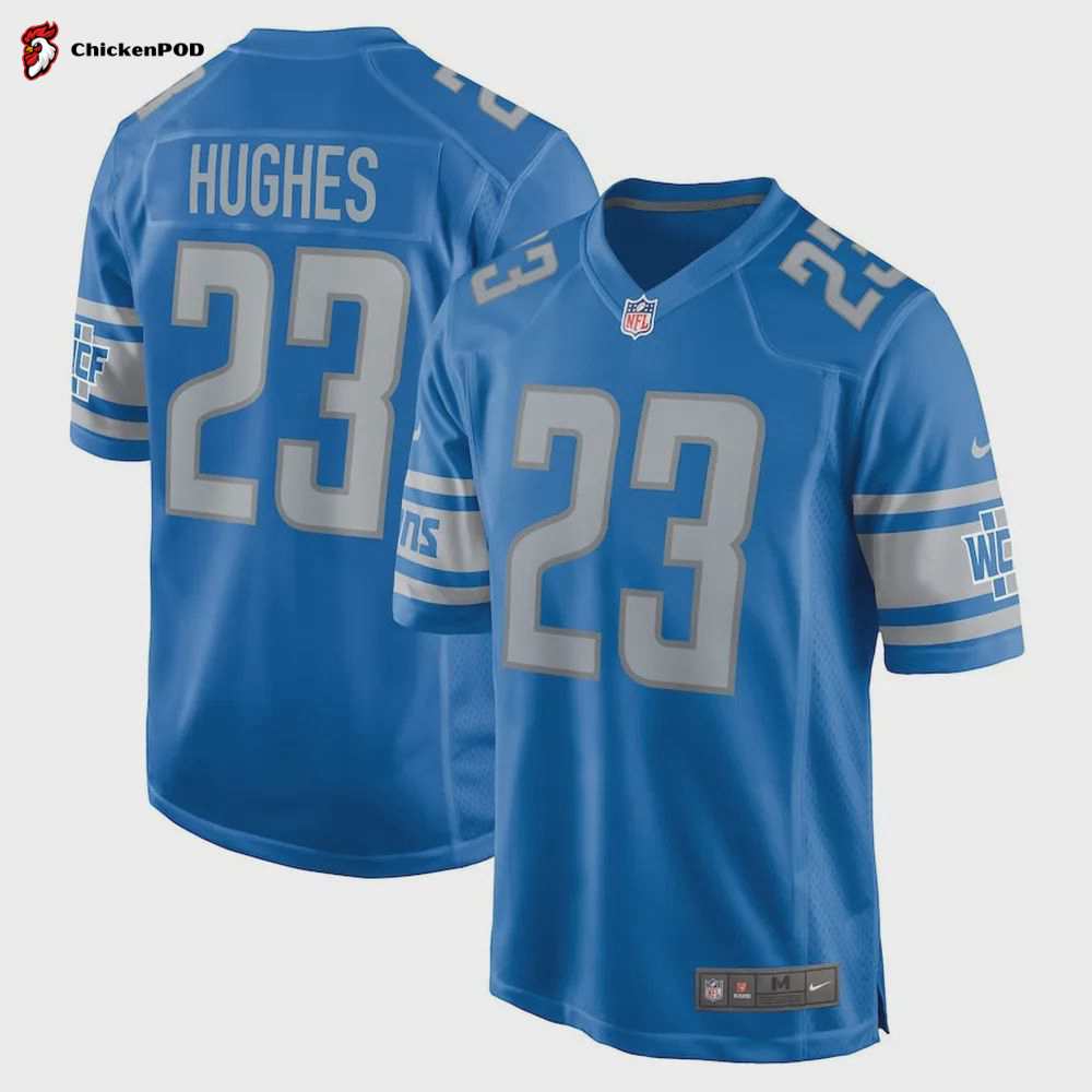 Mike Hughes 23 Detroit Lions Game Jersey – Blue