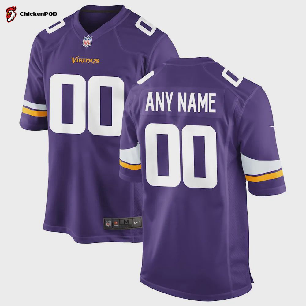 Minnesota Vikings Custom 00 Game Jersey – Purple