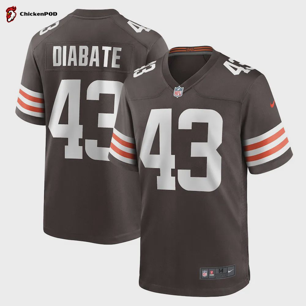 Mohamoud Diabate 43 Cleveland Browns Women Team Game Jersey – Brown