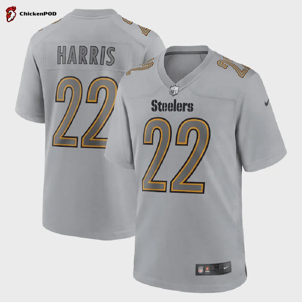 Najee Harris 22 Pittsburgh Steelers Youth Atmosphere Game Jersey – Gray