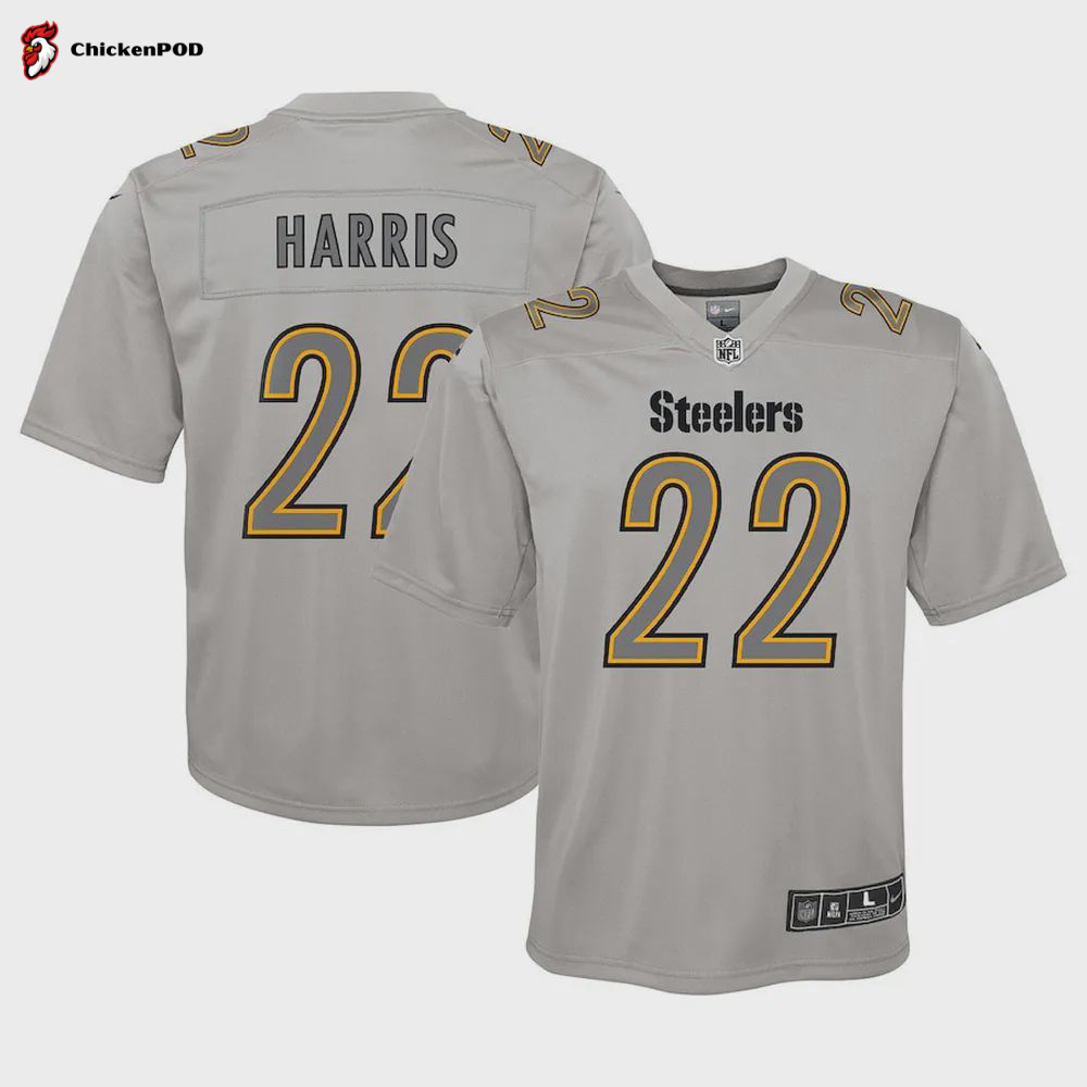 Najee Harris 22 Pittsburgh Steelers Men Atmosphere Fashion Game Jersey – Gray