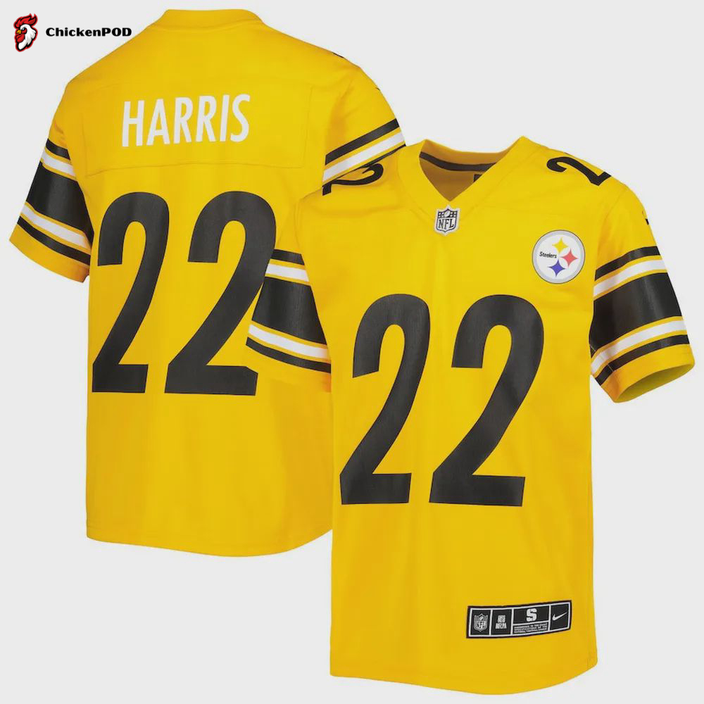 Najee Harris 22 Pittsburgh Steelers Youth Inverted Game Jersey – Gold