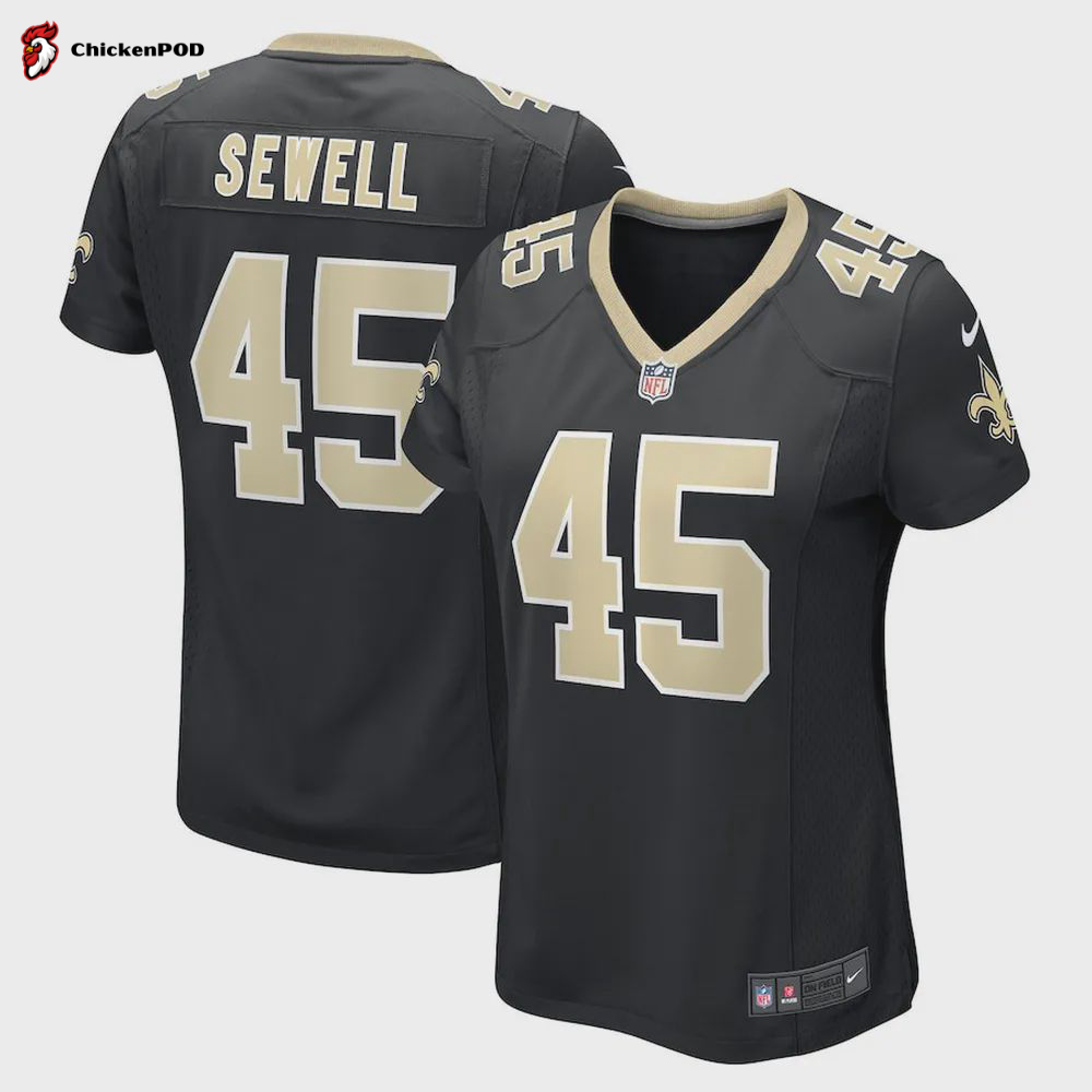 Nephi Sewell New Orleans Saints Game Player Jersey – Black