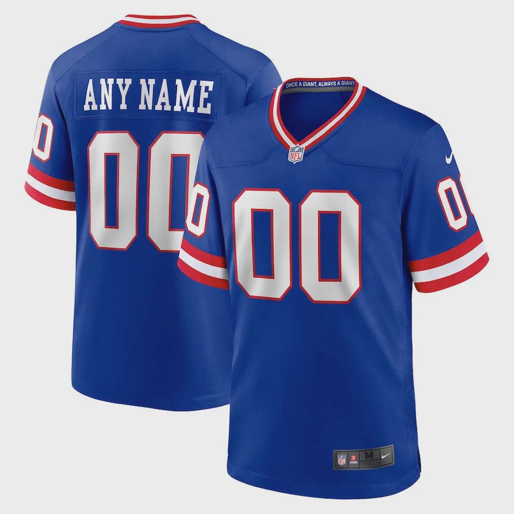 New York Giants Classic Custom 00 Game Jersey – Royal