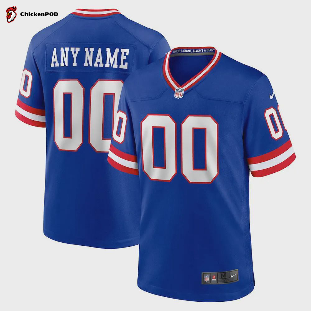 New York Giants Classic Custom 00 Game Jersey – Royal