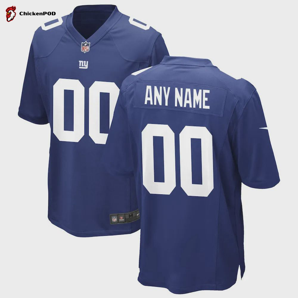 New York Giants Custom 00 Game Jersey – Royal